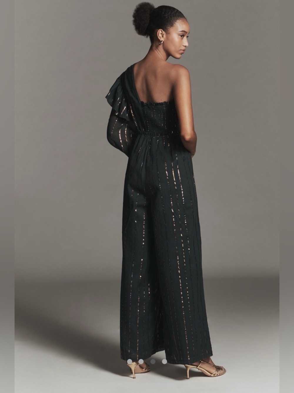 ❤️‍🔥Firm Price❤️‍🔥FARM Rio X Anthropologie One-Shoulder stripe Jumpsuit - Picture 2 of 10